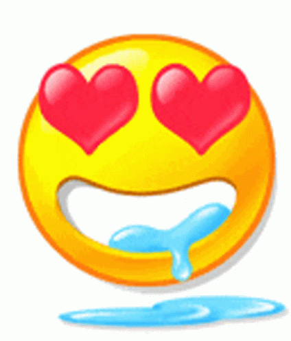 Yellow Smiley With Heart Eyes and Tears From Mouth