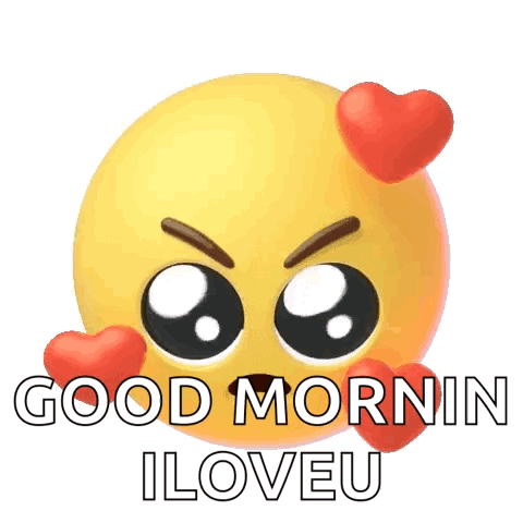 Yellow Smiley With Hearts Good Morning I Love You