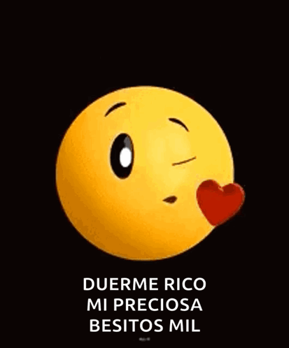 Yellow Smiley With Red Heart In Mouth Duerme Rico Mi Preciosa Besitos Mil GIF