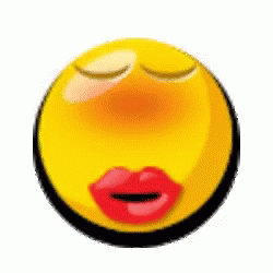 Yellow Smiley With Red Lips And Closed Eyes GIF