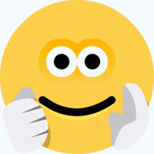 Yellow Smiley With White Eyes and Gloves Covering Mouth