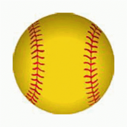 Yellow Softball With Red Stitching
