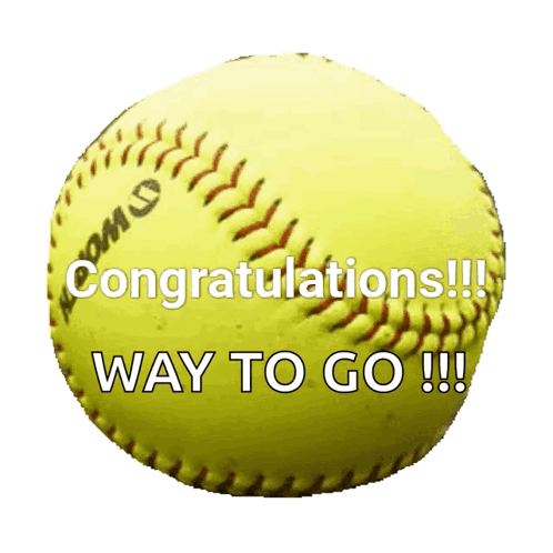 Yellow Softball With Red Stitching