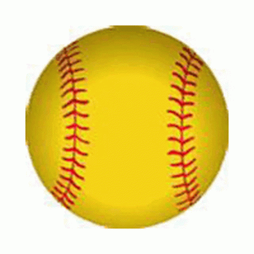 Yellow Softball With Red Stitching GIF