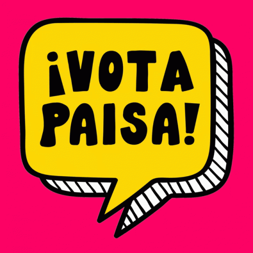 Yellow Speech Bubble Saying Vota Paisa GIF