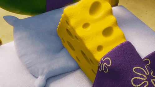 Yellow Spongebob Cheese on Bed