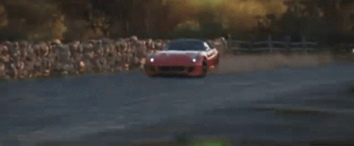 Yellow Sports Car Driving Gravel Road GIF