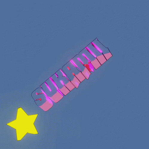 Yellow Star Next To Blue And Purple Superhero Sign GIF