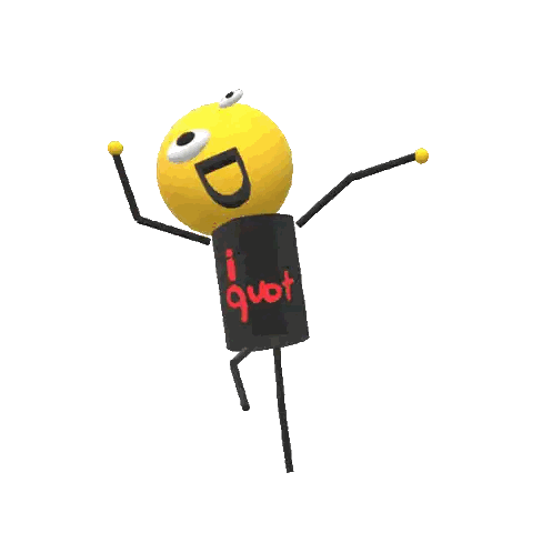 Yellow Stick Figure with Black Shirt Saying Quot