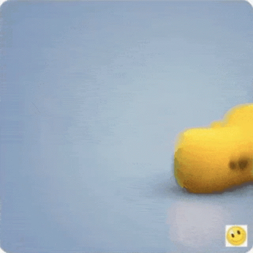 Yellow Stuffed Animal Walking With Smiley Face GIF