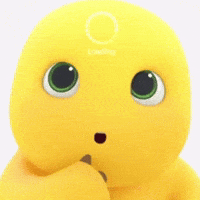 Yellow Stuffed Animal White Circle Green Eyes