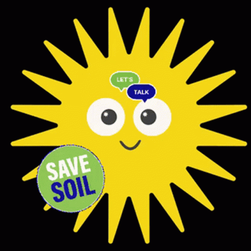 Yellow Sun with Save Soil Green Circle