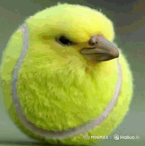 Yellow Tennis Ball With Bird Head Minimax Hailuo AI GIF