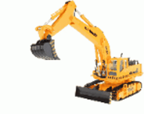 Yellow Toy Excavator With Black Bucket GIF