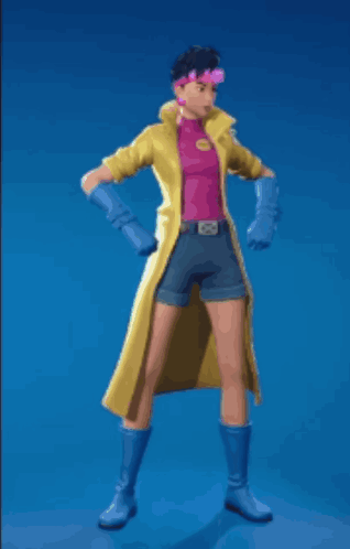 Yellow Trench Coat Man Dancing With Blue Gloves