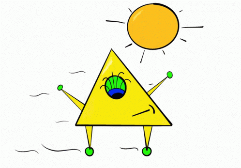 Yellow Triangle with Green Arms and Legs