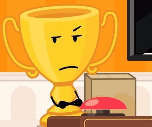 Yellow Trophy With Angry Face