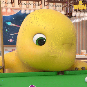 Yellow Turtle Sitting On Pool Table Saying Win GIF
