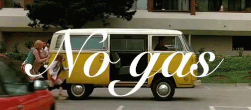 Yellow Van With No Gas Sign