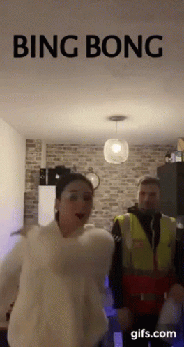 Yellow Vest Man White Sweater Woman Bing Bong GIF