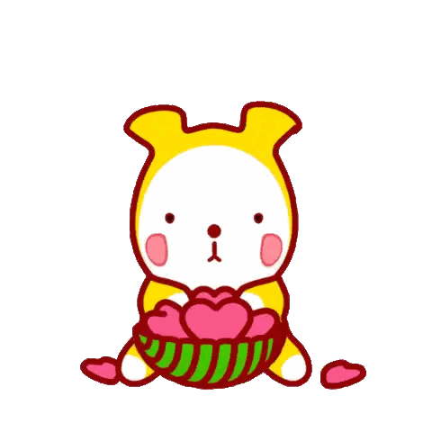 Yellow White Animal With Pink Hearts