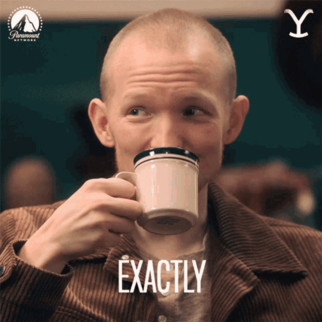Yellowstone Jimmy Hurdstrom Laughing Drinking Coffee GIF