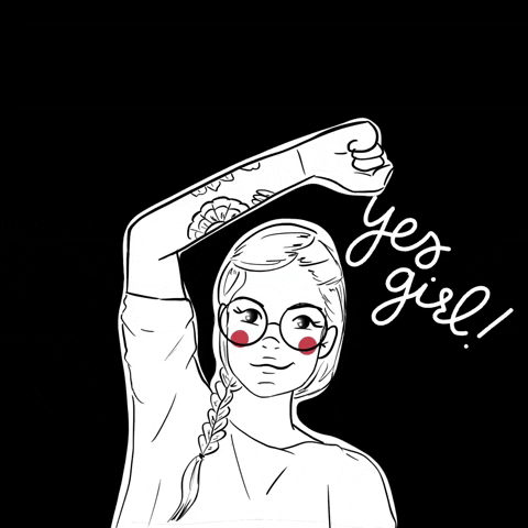 Yes Girl Animated Girl Fist Pump GIF
