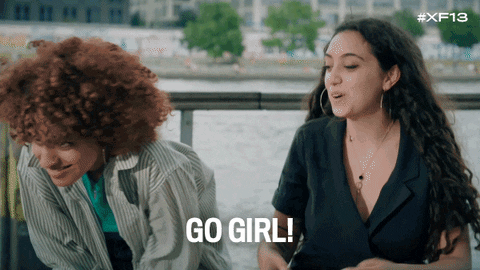 Yes Girl One Lady Cheering On Another Woman GIF