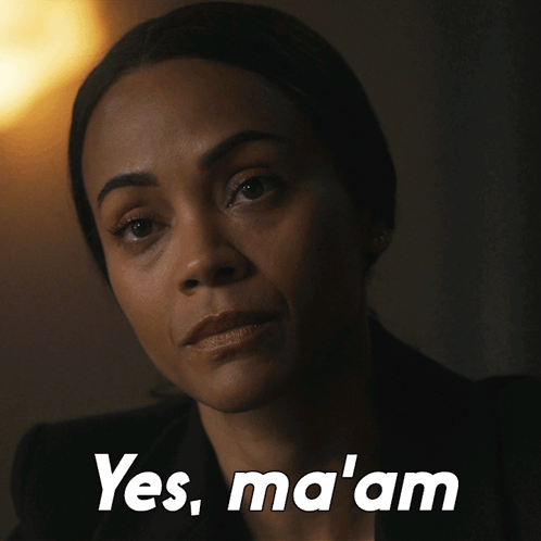 Yes Maam Zoe Saldana GIF