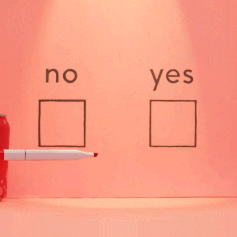 Yes Or No Red Soda Can With Marker GIF