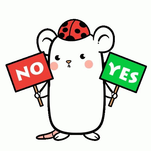 Yes Or No White Mouse Holding Signs GIF