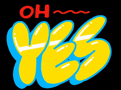 Yesss Fluffy Word Design Vector GIF