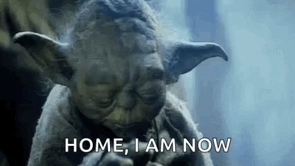 Yoda From Star Wars Is Saying `` Home , I Am Now '' GIF