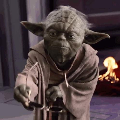 Yoda Holding Glasses