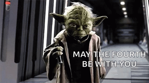 Yoda Holding Lightsaber May the Fourth