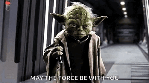 Yoda Holding Lightsaber Saying May The Force Be With You GIF