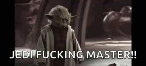 Yoda Standing in Room With Jedi Master Text