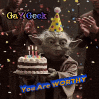 Yoda Party Hat Cake Happy Birthday GIF