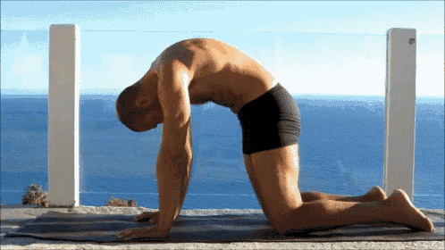 Yoga Man Beach View GIF