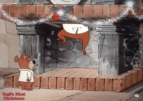 Yogi Bear Fireplace Chimney GIF