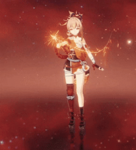 Yoimiya Spinning Firework Idle Animation GIF
