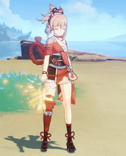 Yoimiya Waving Fireworks GIF