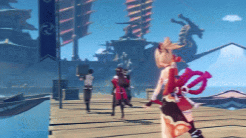 Yoimiya Waving Goodbye GIF