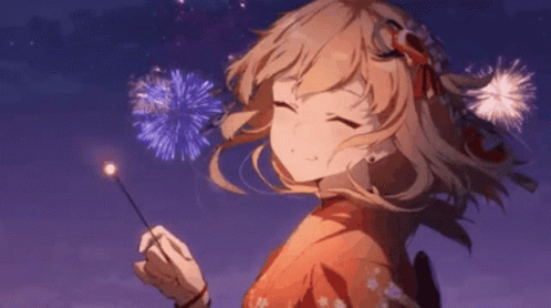 Yoimiya With Firework Stick GIF