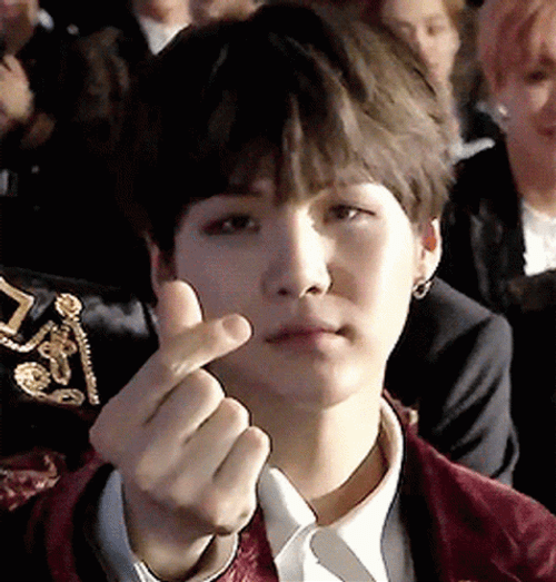 Yoongi Finger Heart Sign GIF