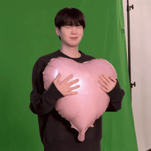 Yoongi Hugging Heart Balloon GIF
