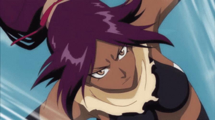 Yoruichi Bleach Anime Power Punch Attack GIF 