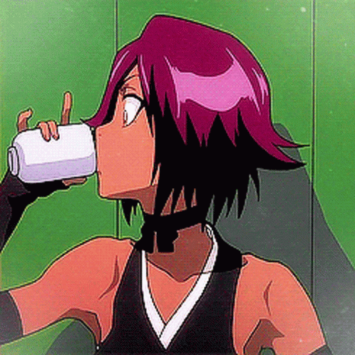 Yoruichi Shihōin Drinking Empty Glass Bleach Anime GIF