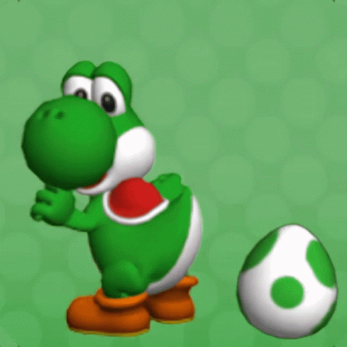 Yoshi Beside Green Egg GIF