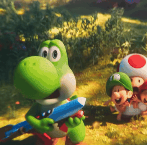 Yoshi Holding Blue Object